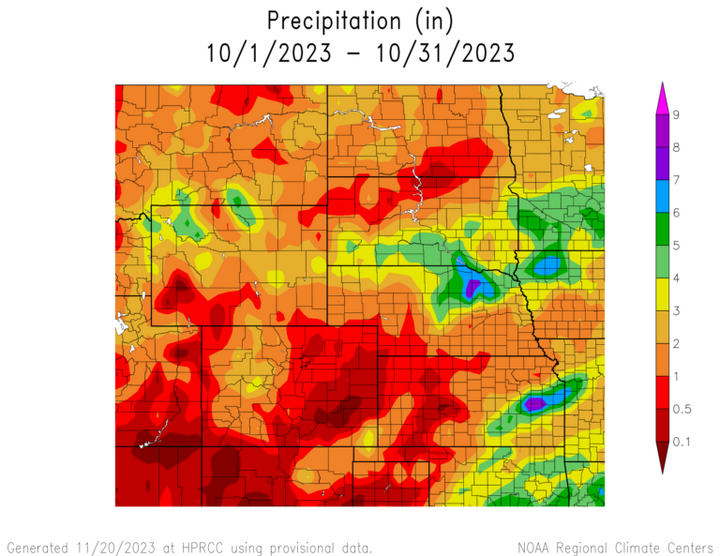 Total precipitation in the High Plains region