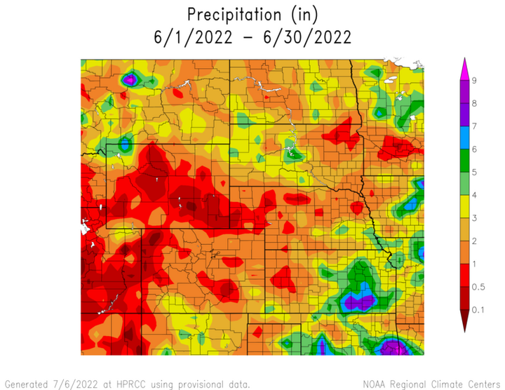 Total precipitation in the High Plains region