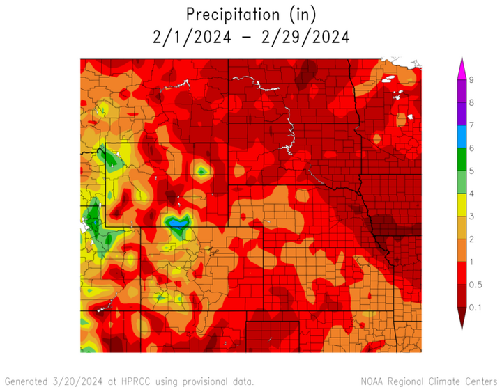 Total precipitation in the High Plains region