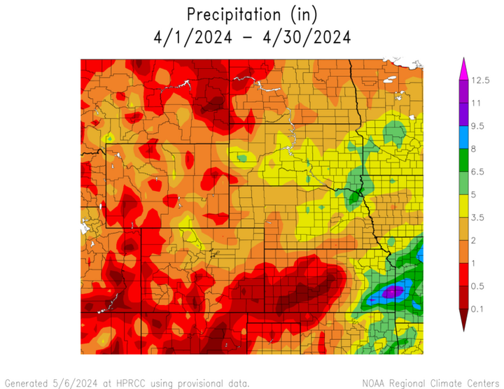 Total precipitation in the High Plains region
