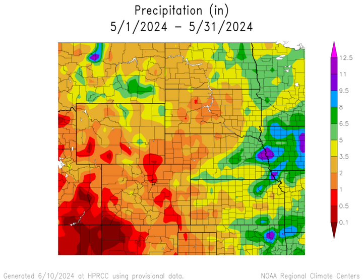 Total precipitation in the High Plains region
