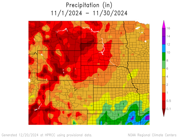 Total precipitation in the High Plains region