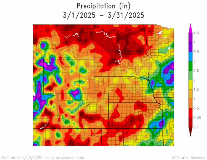 Total precipitation in the High Plains region