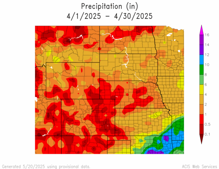 Total precipitation in the High Plains region