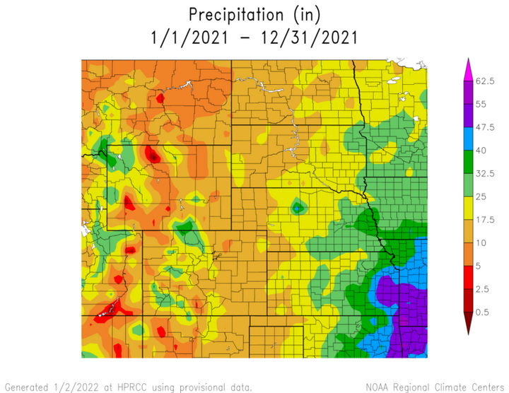 Total precipitation in the High Plains region