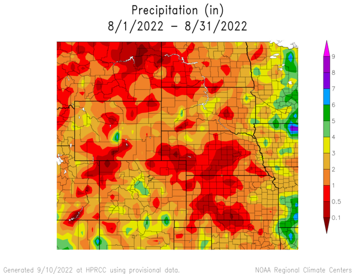 Total precipitation in the High Plains region