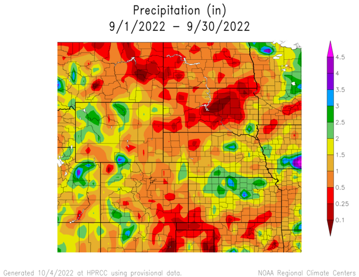 Total precipitation in the High Plains region