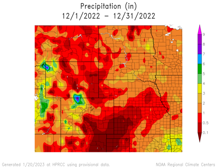 Total precipitation in the High Plains region