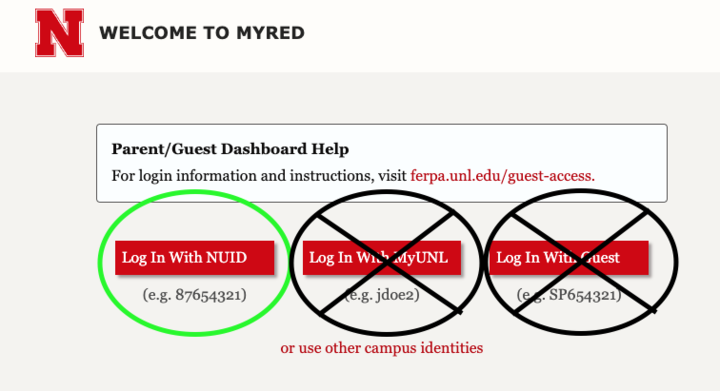 NUID option on MyRed login