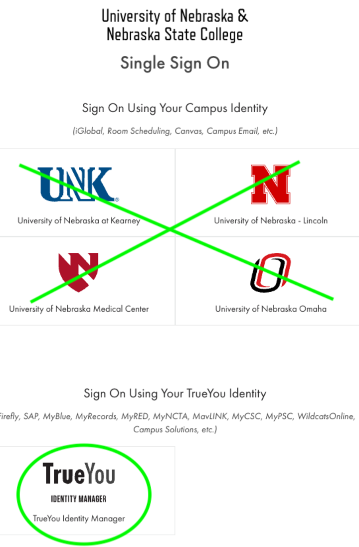 Single Sign On for the i Global service with TrueYou highlighted 