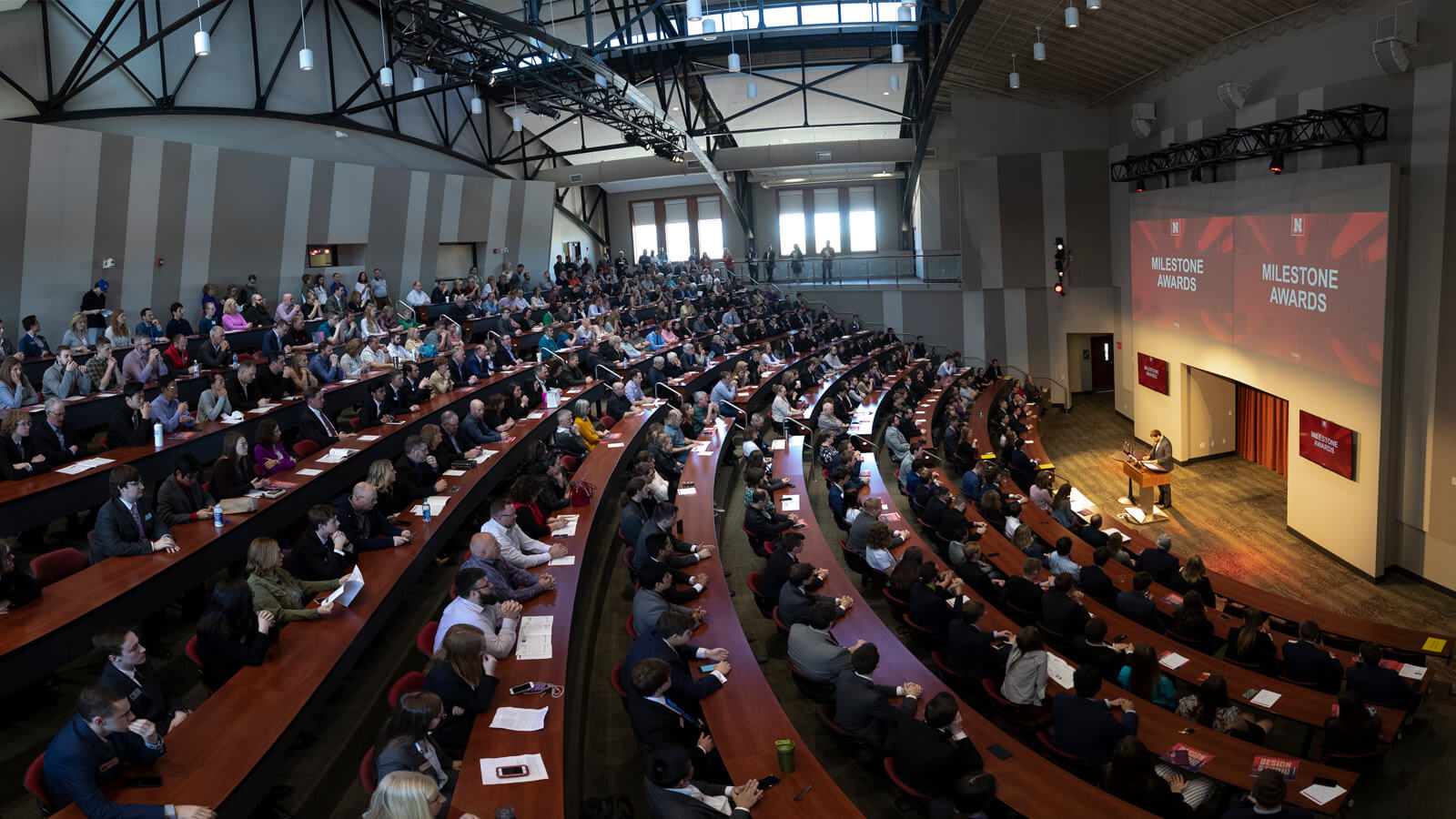 Conference attendees at conference center