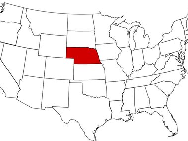 US Map with Nebraska highlighted