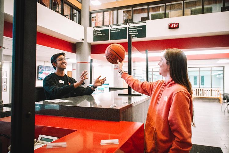 Students passing a basketball