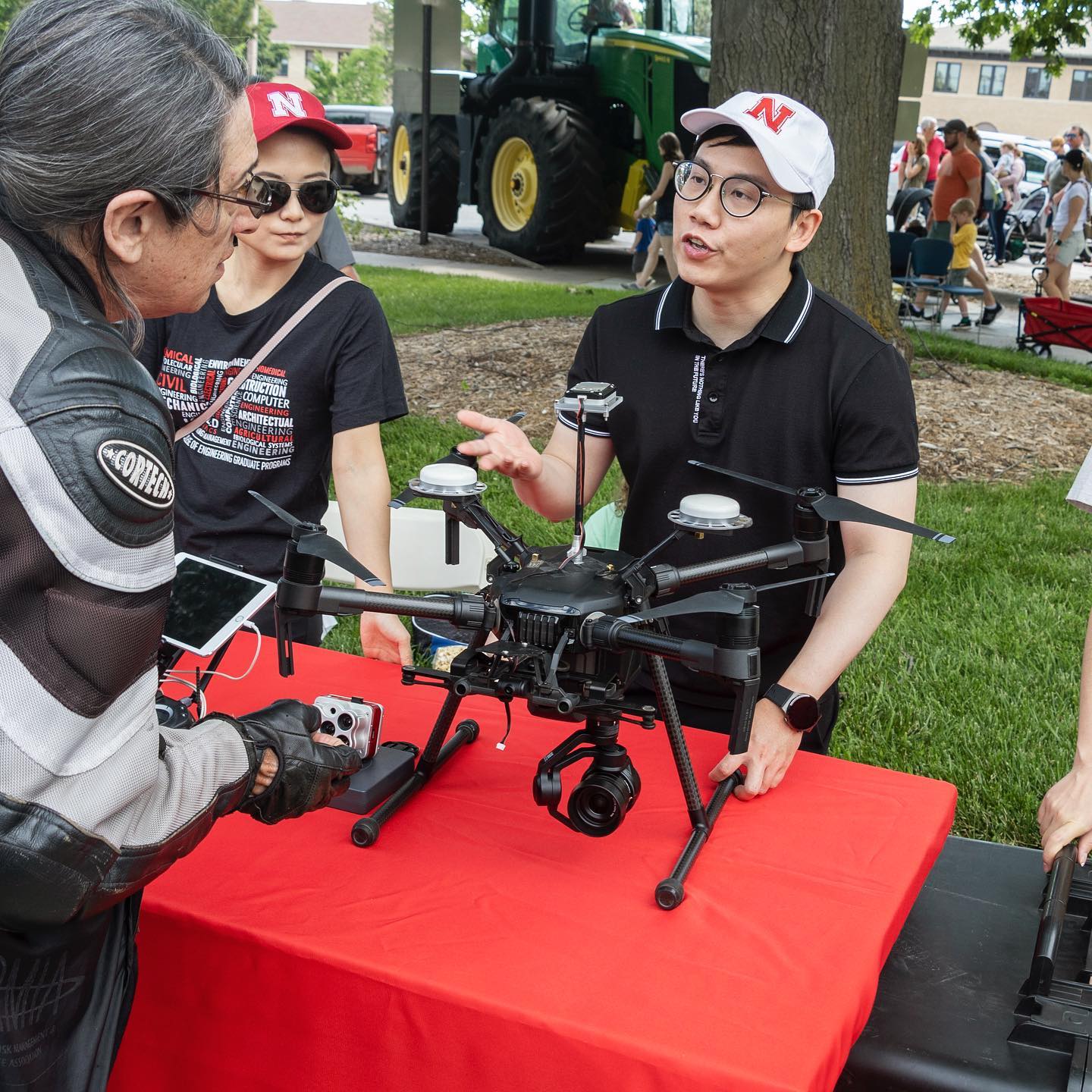 Student presenting a drone