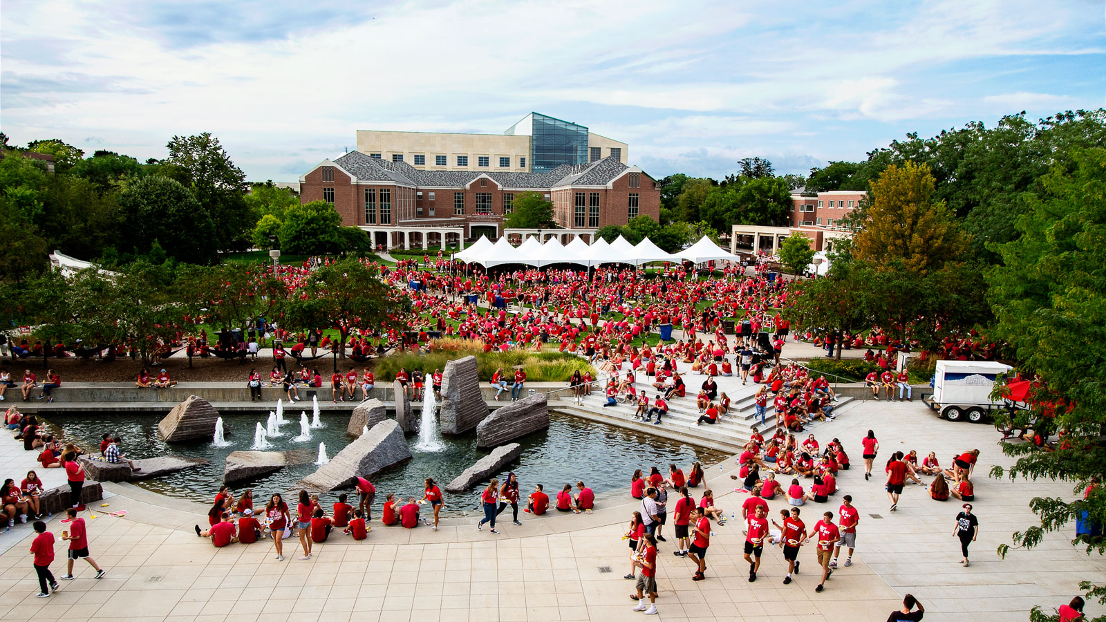 Students attend the Chancellor's BBQ in 2019