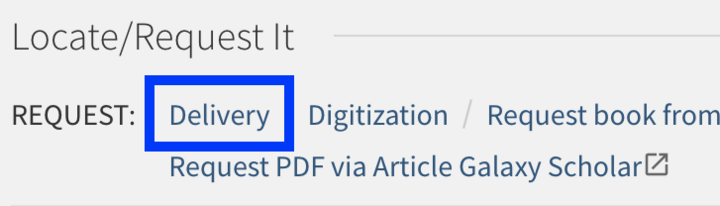 screenshot of delivery link in the catalog